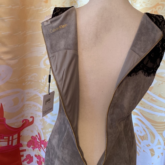 CALVIN KLIEN FAUX SUEDE AND LACE TANK DRESS SIZE 6 NWT - Picture 8 of 8